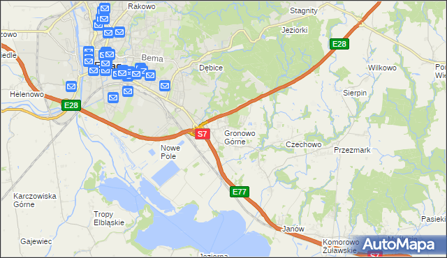 mapa Gronowo Górne, Gronowo Górne na mapie Targeo