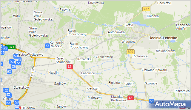 mapa Groszowice, Groszowice na mapie Targeo
