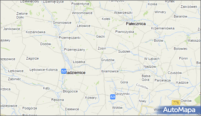 mapa Gruszów gmina Pałecznica, Gruszów gmina Pałecznica na mapie Targeo