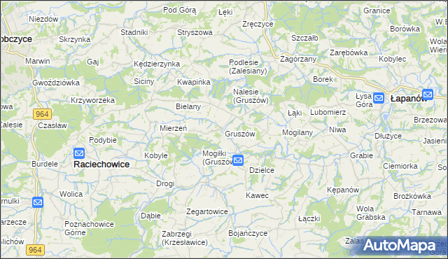mapa Gruszów gmina Raciechowice, Gruszów gmina Raciechowice na mapie Targeo