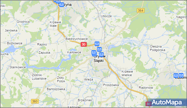 mapa Gryfów Śląski, Gryfów Śląski na mapie Targeo