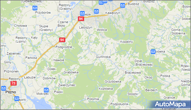 mapa Gumniska gmina Dębica, Gumniska gmina Dębica na mapie Targeo