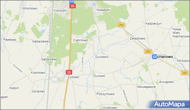 mapa Gurówko, Gurówko na mapie Targeo