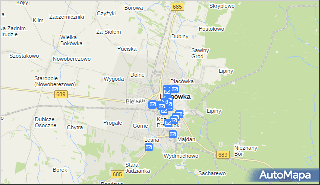 mapa Hajnówka, Hajnówka na mapie Targeo