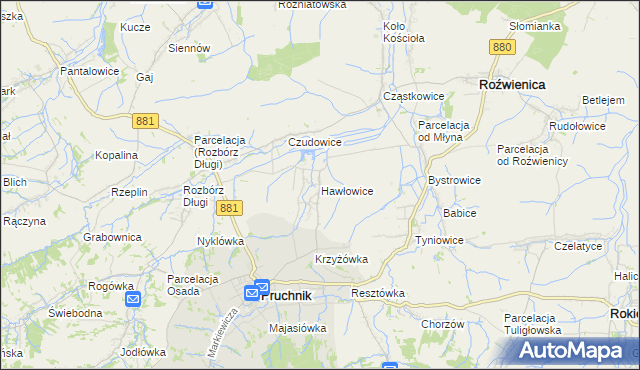 mapa Hawłowice, Hawłowice na mapie Targeo