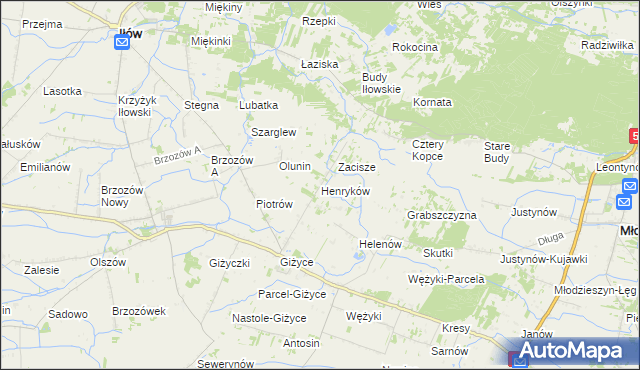 mapa Henryków gmina Iłów, Henryków gmina Iłów na mapie Targeo