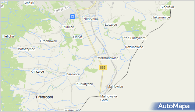 mapa Hermanowice, Hermanowice na mapie Targeo