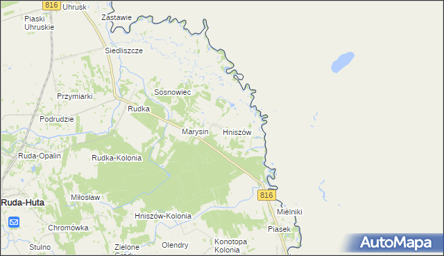 mapa Hniszów, Hniszów na mapie Targeo