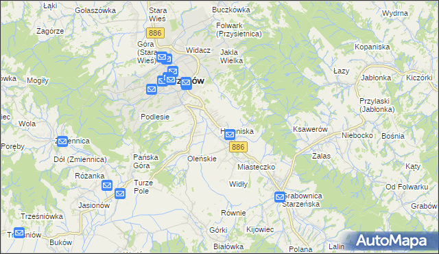 mapa Humniska, Humniska na mapie Targeo