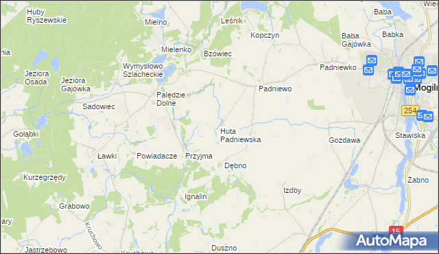 mapa Huta Padniewska, Huta Padniewska na mapie Targeo