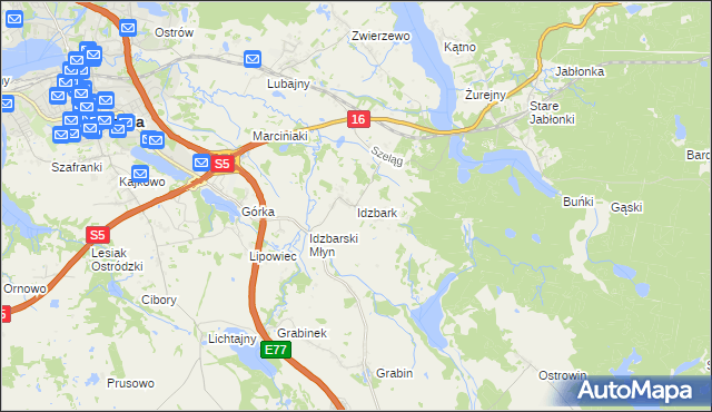 mapa Idzbark, Idzbark na mapie Targeo