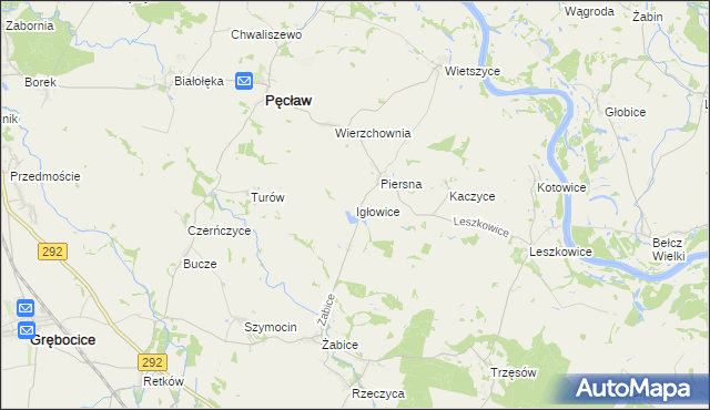 mapa Igłowice gmina Pęcław, Igłowice gmina Pęcław na mapie Targeo