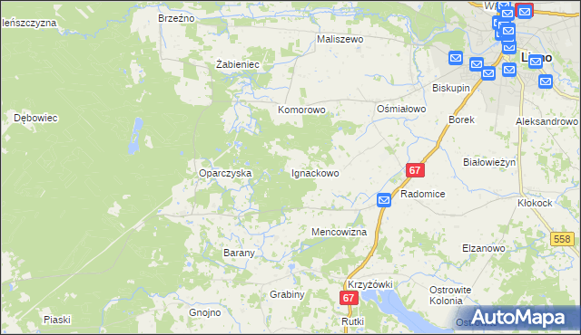 mapa Ignackowo, Ignackowo na mapie Targeo