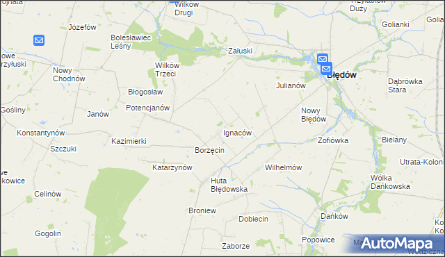 mapa Ignaców gmina Błędów, Ignaców gmina Błędów na mapie Targeo