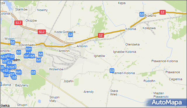 mapa Ignatów gmina Kamień, Ignatów gmina Kamień na mapie Targeo