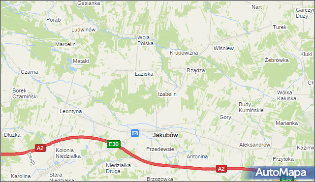 mapa Izabelin gmina Jakubów, Izabelin gmina Jakubów na mapie Targeo
