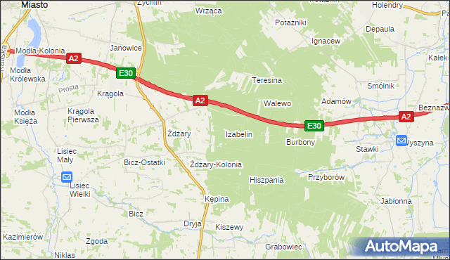 mapa Izabelin gmina Krzymów, Izabelin gmina Krzymów na mapie Targeo
