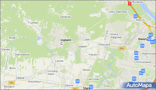 mapa Izabelin powiat warszawski zachodni, Izabelin powiat warszawski zachodni na mapie Targeo