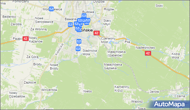 mapa Izabelów gmina Końskie, Izabelów gmina Końskie na mapie Targeo