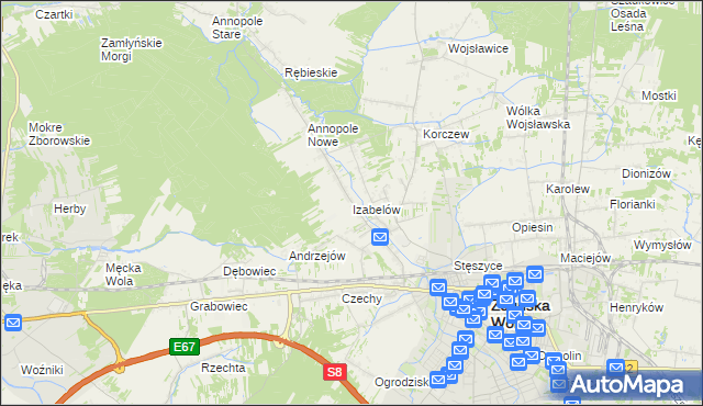 mapa Izabelów gmina Zduńska Wola, Izabelów gmina Zduńska Wola na mapie Targeo