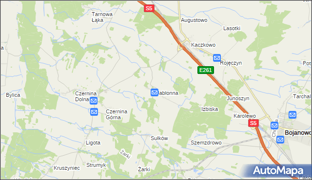 mapa Jabłonna gmina Rydzyna, Jabłonna gmina Rydzyna na mapie Targeo