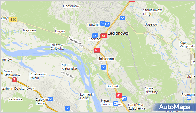 mapa Jabłonna powiat legionowski, Jabłonna powiat legionowski na mapie Targeo