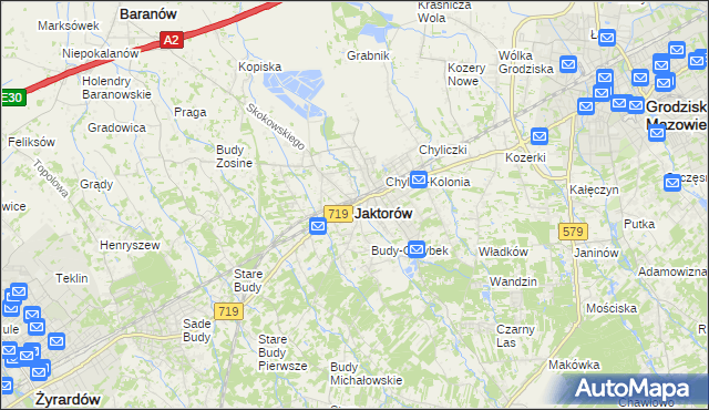 mapa Jaktorów, Jaktorów na mapie Targeo