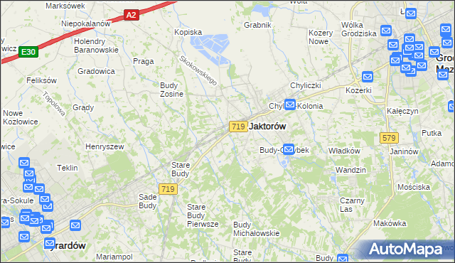 mapa Jaktorów-Kolonia, Jaktorów-Kolonia na mapie Targeo