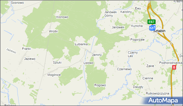 mapa Jaminy, Jaminy na mapie Targeo