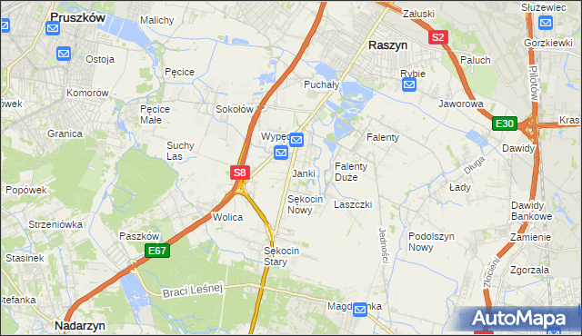 mapa Janki gmina Raszyn, Janki gmina Raszyn na mapie Targeo