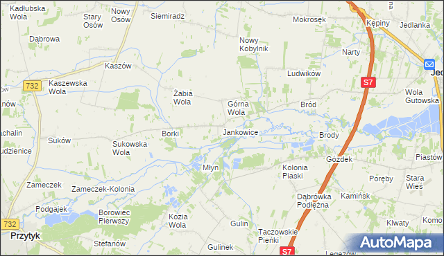 mapa Jankowice gmina Jedlińsk, Jankowice gmina Jedlińsk na mapie Targeo