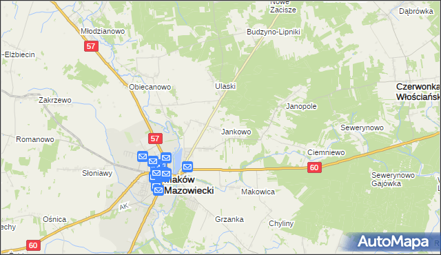 mapa Jankowo gmina Czerwonka, Jankowo gmina Czerwonka na mapie Targeo