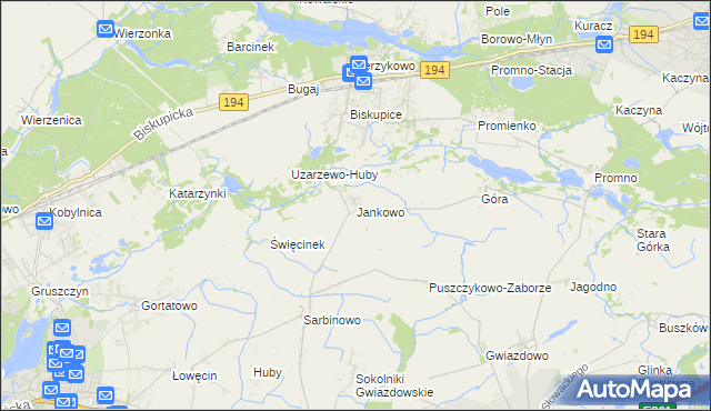 mapa Jankowo gmina Pobiedziska, Jankowo gmina Pobiedziska na mapie Targeo