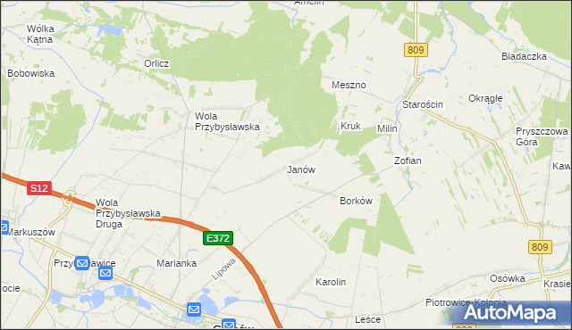 mapa Janów gmina Garbów, Janów gmina Garbów na mapie Targeo