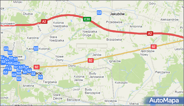mapa Janów gmina Mińsk Mazowiecki, Janów gmina Mińsk Mazowiecki na mapie Targeo