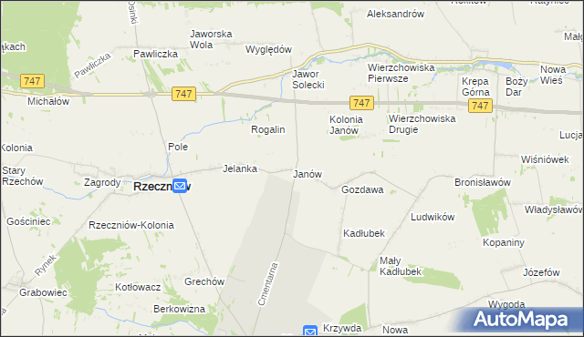 mapa Janów gmina Sienno, Janów gmina Sienno na mapie Targeo