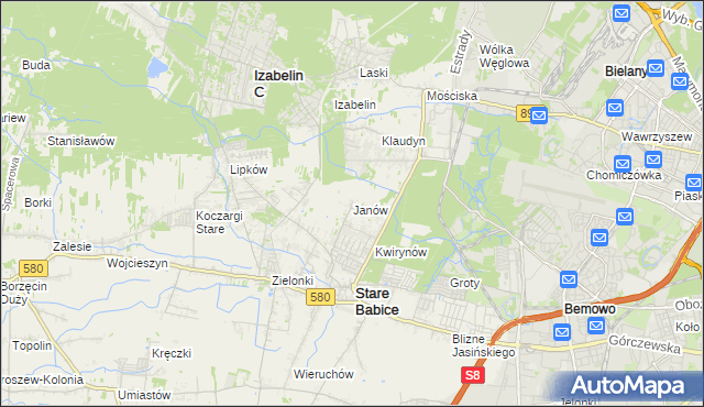 mapa Janów gmina Stare Babice, Janów gmina Stare Babice na mapie Targeo