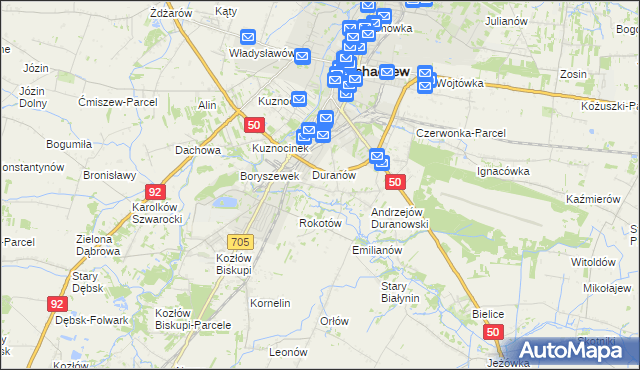 mapa Janówek Duranowski, Janówek Duranowski na mapie Targeo