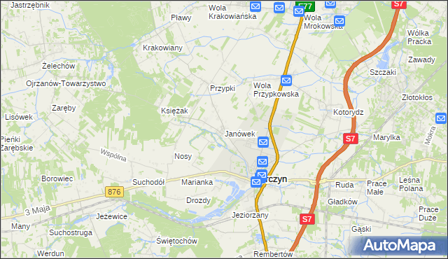mapa Janówek gmina Tarczyn, Janówek gmina Tarczyn na mapie Targeo