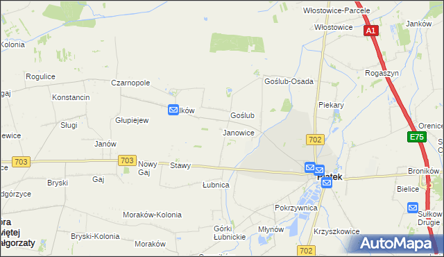mapa Janowice gmina Piątek, Janowice gmina Piątek na mapie Targeo