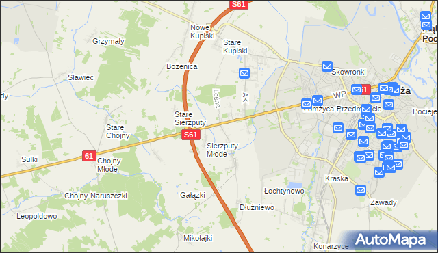 mapa Janowo gmina Łomża, Janowo gmina Łomża na mapie Targeo