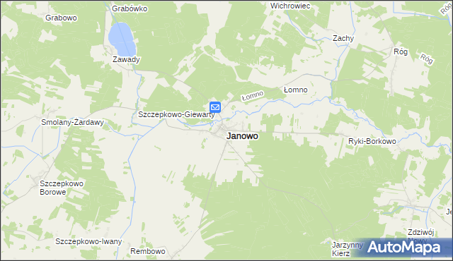 mapa Janowo powiat nidzicki, Janowo powiat nidzicki na mapie Targeo