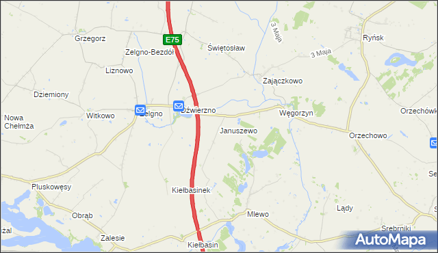 mapa Januszewo gmina Chełmża, Januszewo gmina Chełmża na mapie Targeo