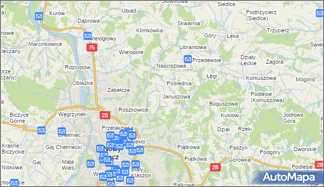 mapa Januszowa, Januszowa na mapie Targeo