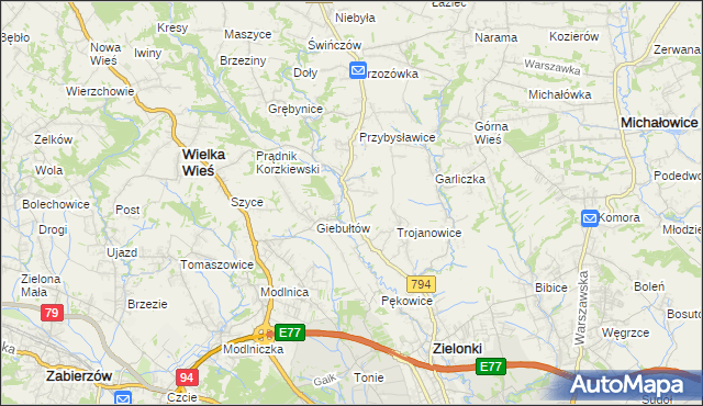 mapa Januszowice gmina Zielonki, Januszowice gmina Zielonki na mapie Targeo