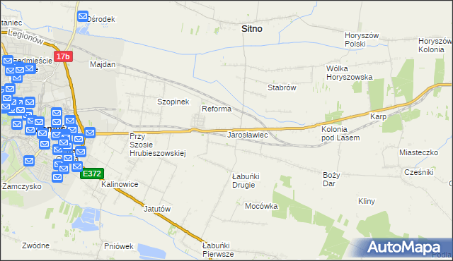 mapa Jarosławiec gmina Sitno, Jarosławiec gmina Sitno na mapie Targeo