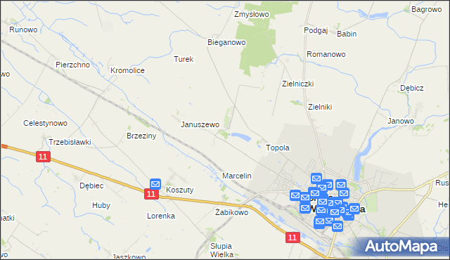 mapa Jarosławiec gmina Środa Wielkopolska, Jarosławiec gmina Środa Wielkopolska na mapie Targeo