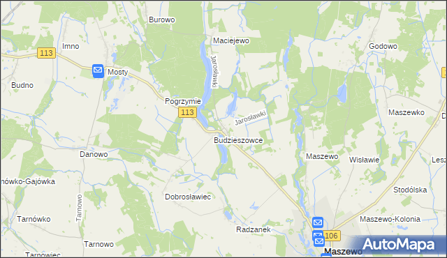 mapa Jarosławki gmina Maszewo, Jarosławki gmina Maszewo na mapie Targeo