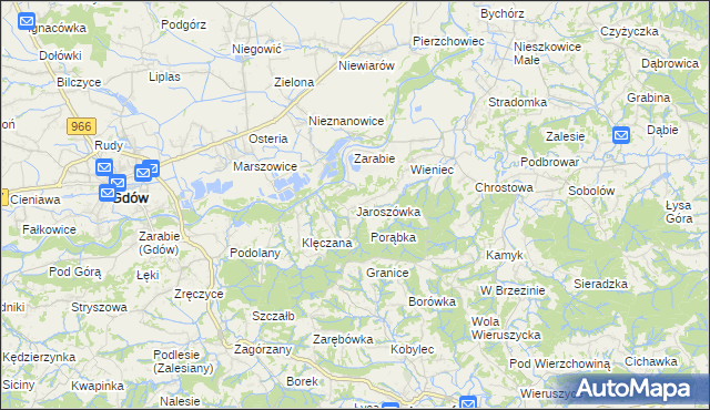 mapa Jaroszówka gmina Gdów, Jaroszówka gmina Gdów na mapie Targeo