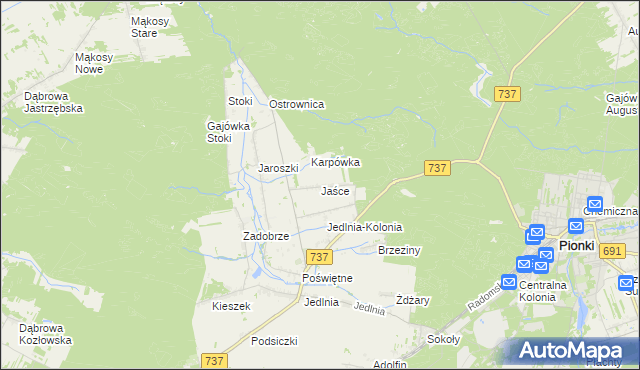 mapa Jaśce, Jaśce na mapie Targeo